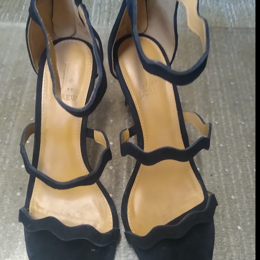 J. by J. Crew Black  Suede Strappy Heeled Sandals (worn once)